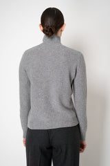 Tonet Wool Cashmere Knit Sequin Turtleneck Pullover with Stockinette Stripes in Light Grey