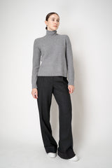Tonet Wool Cashmere Knit Sequin Turtleneck Pullover with Stockinette Stripes in Light Grey