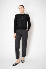 Tonet Virgin Wool Weave Tapered Trousers with Lurex Thread Embellished Pockets in Dark Grey