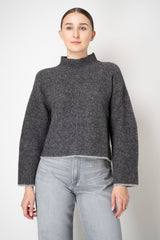 Tonet High Neck Baby Alpaca Knit Pullover in Grey Melange
