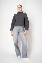 Tonet High Neck Baby Alpaca Knit Pullover in Grey Melange