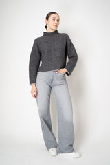Tonet High Neck Baby Alpaca Knit Pullover in Grey Melange