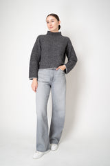 Tonet High Neck Baby Alpaca Knit Pullover in Grey Melange