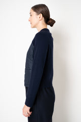 Tonet Knit Merino Wool Jacket with Quilted Front in Navy
