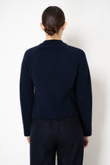 Tonet Knit Merino Wool Jacket with Quilted Front in Navy