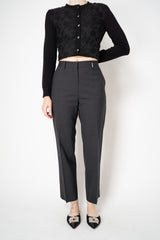 Tonet Virgin Wool Weave Tapered Trousers with Lurex Thread Embellished Pockets in Dark Grey
