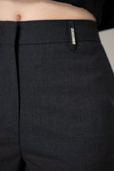 Tonet Virgin Wool Weave Tapered Trousers with Lurex Thread Embellished Pockets in Dark Grey