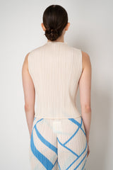 Pleats Please Issey Miyake Monthly Colors: August Sleeveless Top in Vanilla