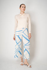 Pleats Please Issey Miyake Monthly Colors: August Collared Zip Jacket in Vanilla