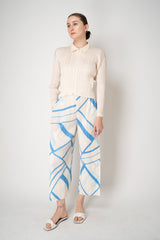 Pleats Please Issey Miyake Monthly Colors: August Collared Zip Jacket in Vanilla