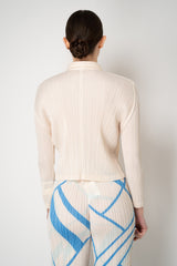 Pleats Please Issey Miyake Monthly Colors: August Collared Zip Jacket in Vanilla