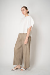 Pleats Please Issey Miyake A-Poc Slice Round Silhouette Top in White