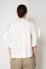 Pleats Please Issey Miyake A-Poc Slice Round Silhouette Top in White