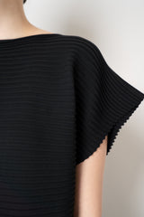 Pleats Please Issey Miyake Zig Zag Knit Ankle Length Sleeveless Dress in Black