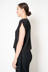 Pleats Please Issey Miyake Monthly Colors: July Round Silhouette Short Sleeve Top in Black
