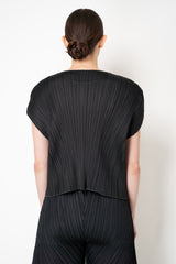 Pleats Please Issey Miyake Monthly Colors: July Round Silhouette Short Sleeve Top in Black
