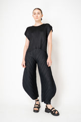 Pleats Please Issey Miyake Monthly Colors: July Round Silhouette Short Sleeve Top in Black