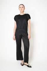 Pleats Please Issey Miyake Monthly Colors: July Round Silhouette Short Sleeve Top in Black