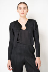 Pleats Please Issey Miyake Monthly Colors: September Open Front Cardigan in Black