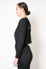 Pleats Please Issey Miyake Monthly Colors: September Open Front Cardigan in Black