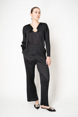 Pleats Please Issey Miyake Monthly Colors: September Open Front Cardigan in Black