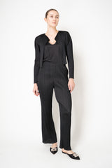 Pleats Please Issey Miyake Monthly Colors: September Open Front Cardigan in Black