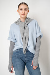 Tonet Wool Cashmere Rib Knit Fingerless Gloves in Light Grey