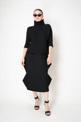 Pleats Please Issey Miyake Zig Zag Knit High Neck Pullover in Black