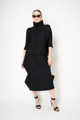 Pleats Please Issey Miyake Zig Zag Knit Ankle Length Skirt in Black