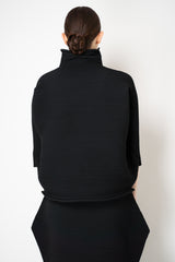 Pleats Please Issey Miyake Zig Zag Knit High Neck Pullover in Black