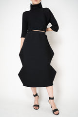 Pleats Please Issey Miyake Zig Zag Knit Ankle Length Skirt in Black