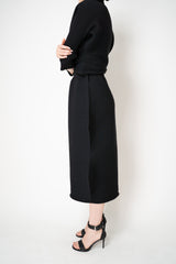 Pleats Please Issey Miyake Zig Zag Knit Ankle Length Skirt in Black