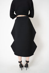 Pleats Please Issey Miyake Zig Zag Knit Ankle Length Skirt in Black