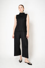 Pleats Please Issey Miyake Mellow Pleats Sleeveless Mock Neck Top in Grey