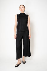 Pleats Please Issey Miyake Mellow Pleats Sleeveless Mock Neck Top in Grey