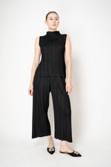 Pleats Please Issey Miyake Mellow Pleats Sleeveless Mock Neck Top in Grey