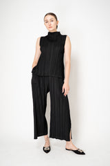 Pleats Please Issey Miyake Mellow Pleats Wide Leg Trousers in Black