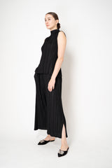 Pleats Please Issey Miyake Mellow Pleats Wide Leg Trousers in Black