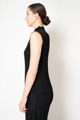 Pleats Please Issey Miyake Mellow Pleats Sleeveless Mock Neck Top in Grey