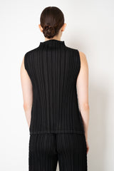 Pleats Please Issey Miyake Mellow Pleats Sleeveless Mock Neck Top in Grey