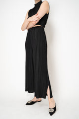 Pleats Please Issey Miyake Mellow Pleats Wide Leg Trousers in Black