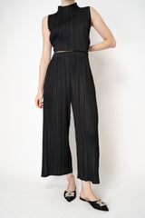 Pleats Please Issey Miyake Mellow Pleats Wide Leg Trousers in Black