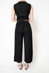 Pleats Please Issey Miyake Mellow Pleats Wide Leg Trousers in Black