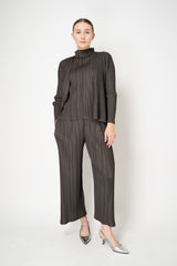 Pleats Please Issey Miyake Mellow Pleats Wide Leg Trousers in Grey