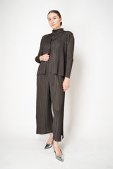 Pleats Please Issey Miyake Mellow Pleats Wide Leg Trousers in Grey