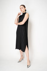 Pleats Please Issey Miyake Mellow Pleats Sleeveless Mock Neck Dress in Black