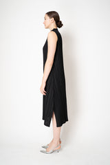 Pleats Please Issey Miyake Mellow Pleats Sleeveless Mock Neck Dress in Black