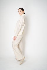 MeiMeiJ Pull-On Style Boiled Wool Wide Leg Pants in Off-White