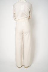 MeiMeiJ Pull-On Style Boiled Wool Wide Leg Pants in Off-White