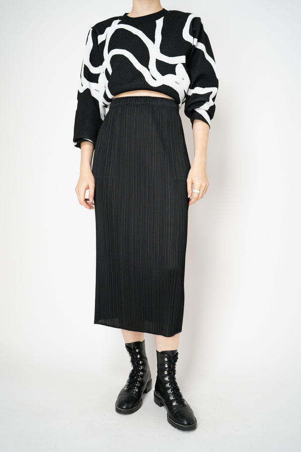 Pleats Please Issey Miyake Basics Midi Skirt in Black
